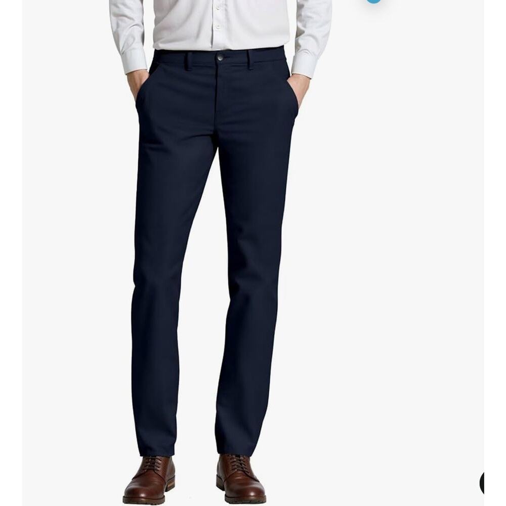 ETHANOL Mens Work Casual Comfort Fit Tech Stretch Slim Performance 30x32 Navy